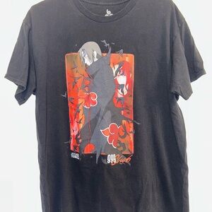 Black Anime Graphic Tee with Red Accent
